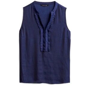 41 Hawthorn Marli Pintuck Navy Satin Sleeveless Small Petite